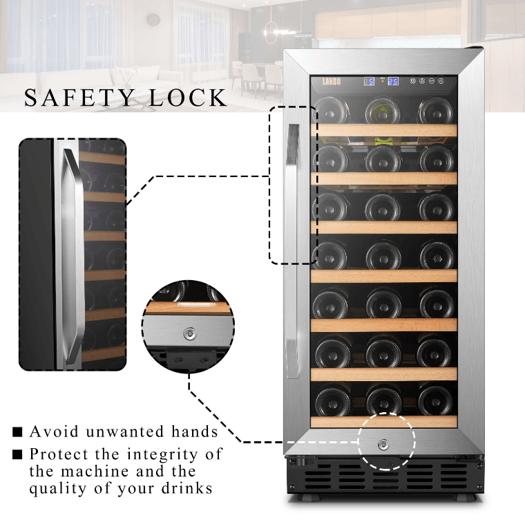 Lanbo 31 Bottle Single Zone Wine Cooler LW33S image of product description