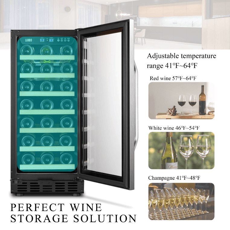 Lanbo 31 Bottle Single Zone Wine Cooler LW33S image of product description