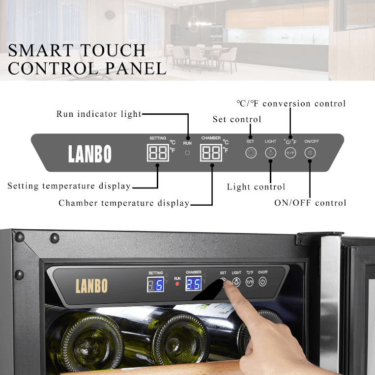 Lanbo 31 Bottle Single Zone Wine Cooler LW33S image of product description