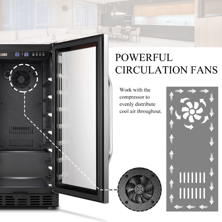 Lanbo 31 Bottle Single Zone Wine Cooler LW33S image of product description