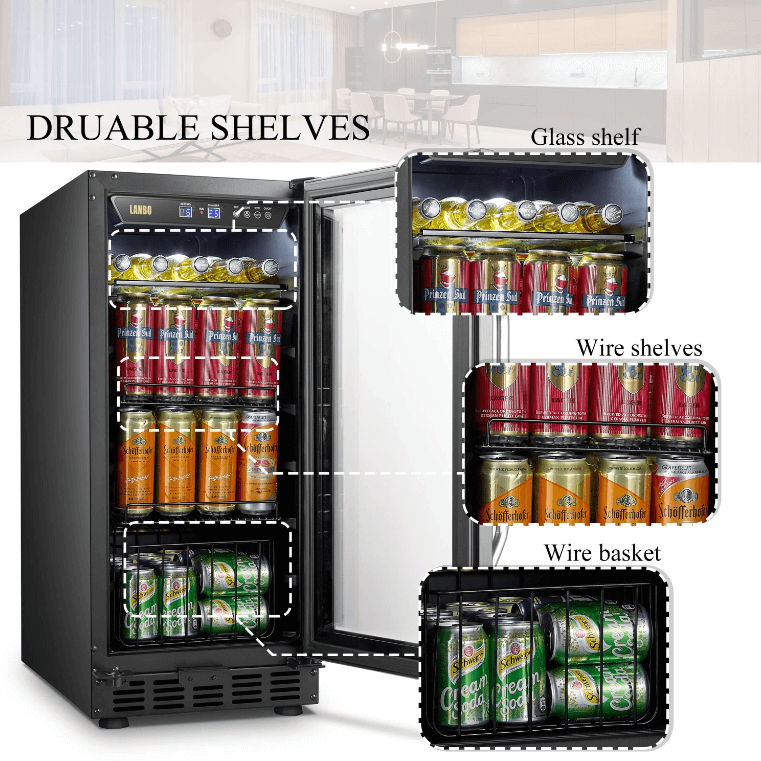 Lanbo 76 Can Beverage Refrigerator LB80BC image with product description