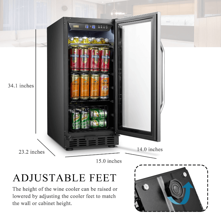 Lanbo 76 Can Beverage Refrigerator LB80BC image with product description