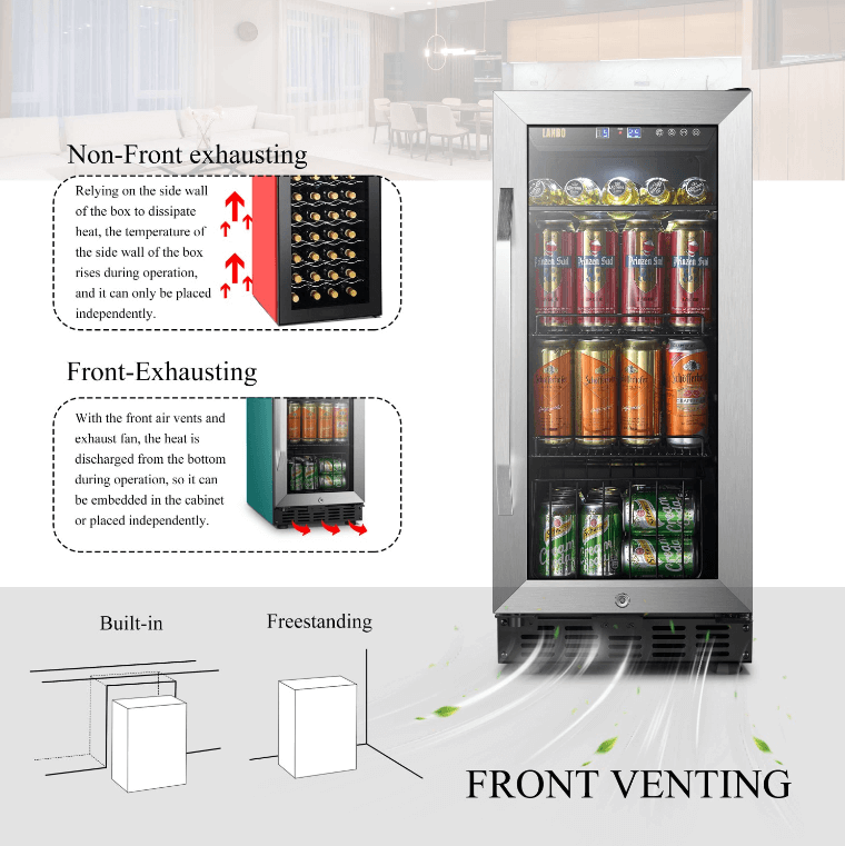 Lanbo 76 Can Beverage Refrigerator LB80BC image with product description