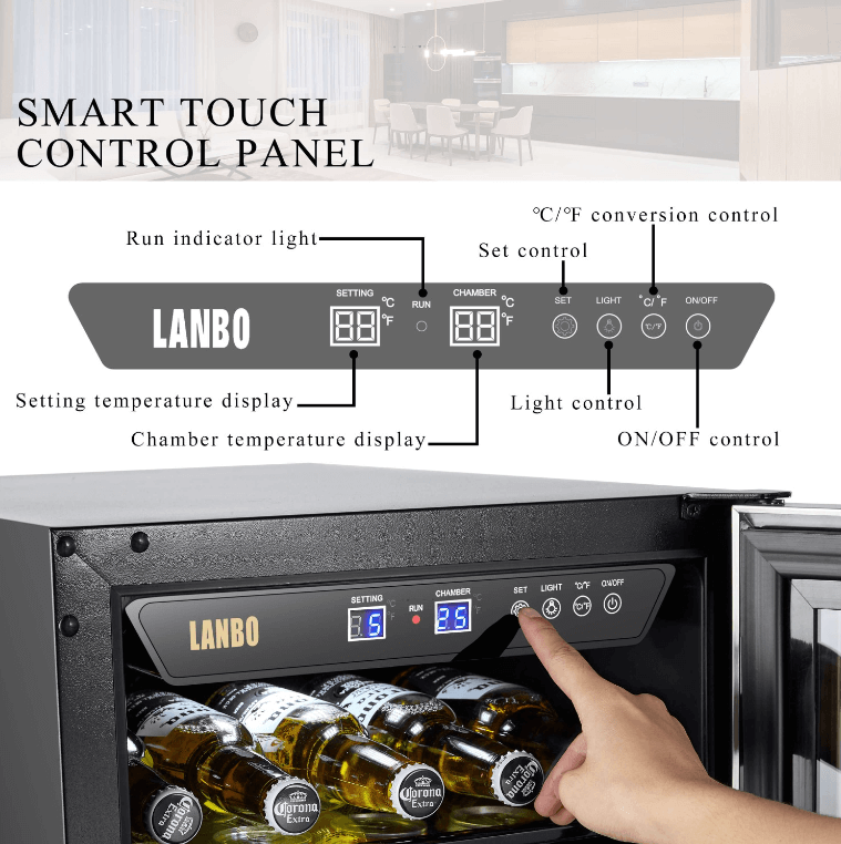 Lanbo 76 Can Beverage Refrigerator LB80BC image with product description