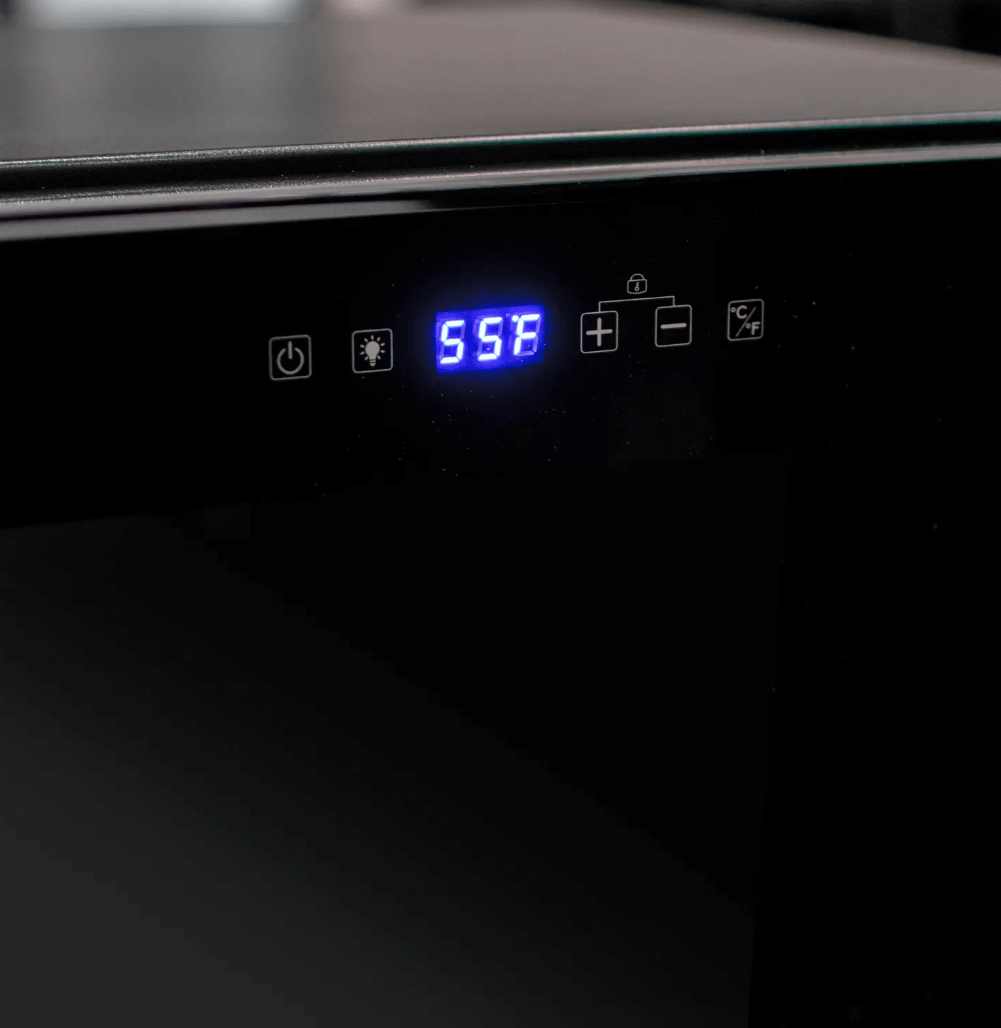 Allavino Contemporary 102 Bottle Single Zone Freestanding Wine Refrigerator with Black Glass Door KWR102S-1BGR