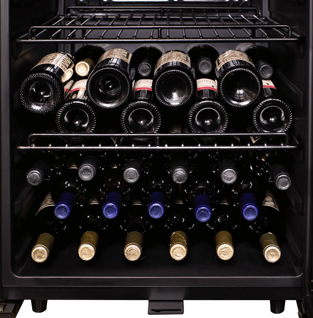 Allavino Contemporary 102 Bottle Single Zone Freestanding Wine Refrigerator with Black Glass Door KWR102S-1BGR