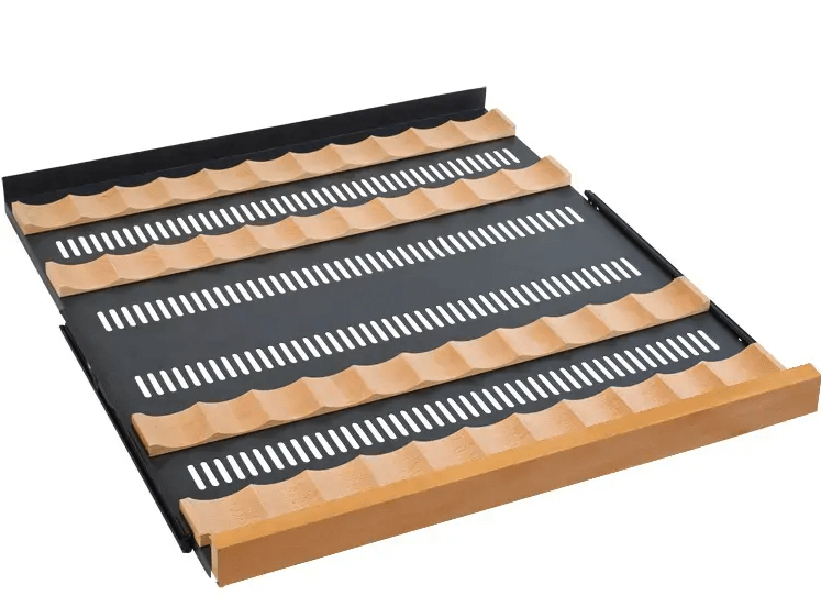 Allavino 119 Bottle 55" Tall Single Zone Stainless Steel Wine Refrigerator VSW11955S-1SL image of empty wine shelf