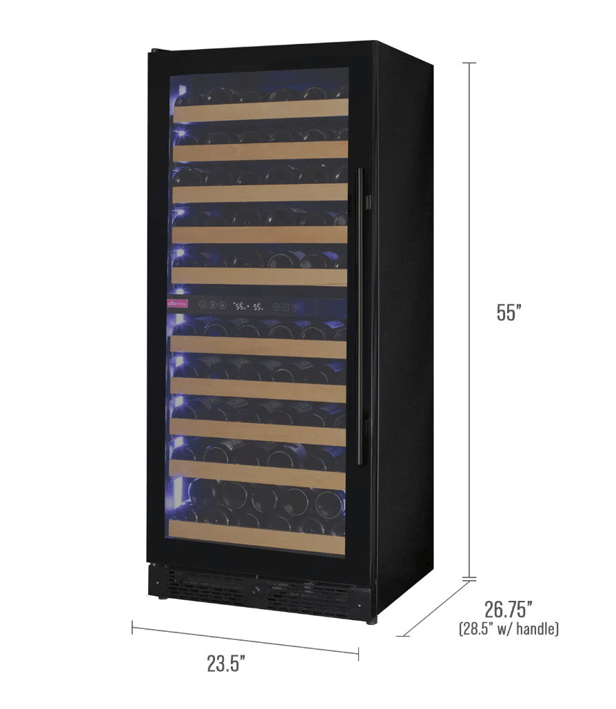 Allavino Reserva Series 119 Bottle 55" Tall Dual Zone Black Glass Wine Refrigerator VSW11955D-2BG