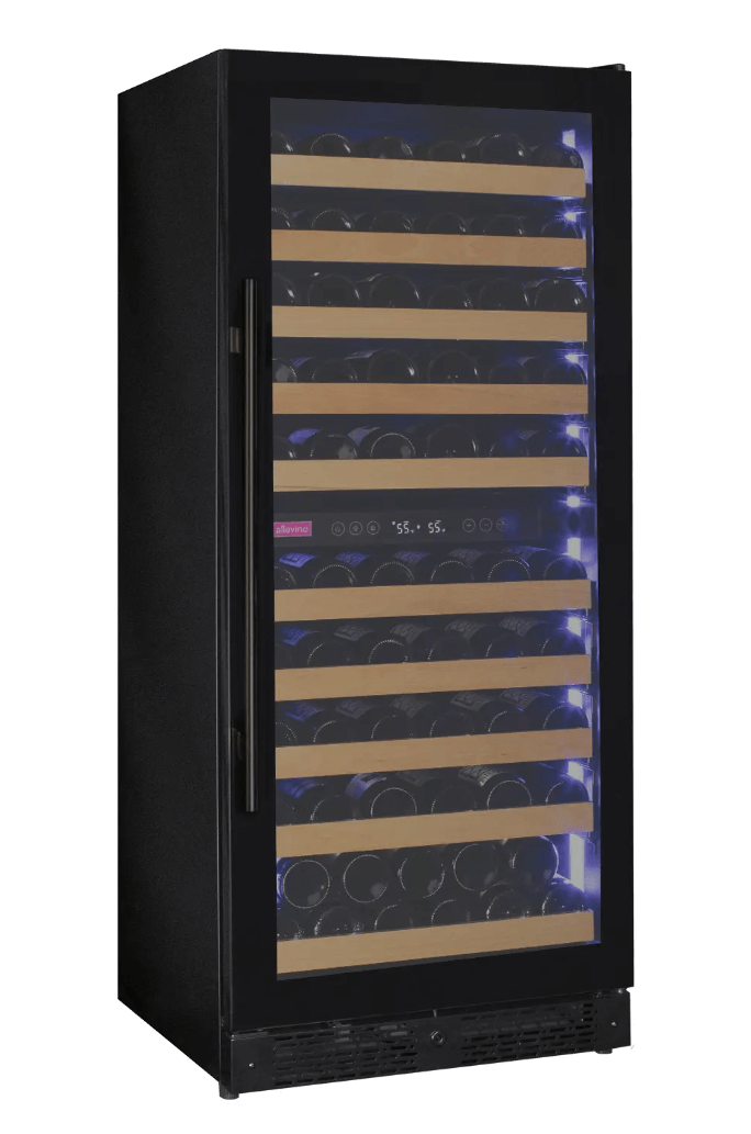 Allavino Reserva Series 119 Bottle 55" Tall Dual Zone Black Glass Wine Refrigerator VSW11955D-2BG