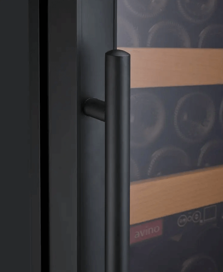Allavino 24" Wide Vite II Tru-Vino 99 Bottle Dual Zone Black Right Hinge Wine Refrigerator YHWR99-2BR20 image of door handle