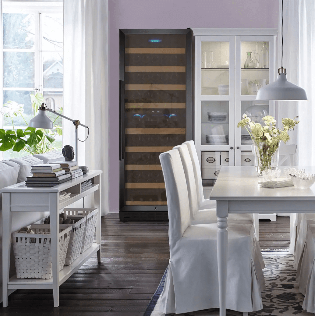 Allavino 24" Wide Vite II Tru-Vino 99 Bottle Dual Zone Black Right Hinge Wine Refrigerator YHWR99-2BR20 image of unit built into cabinet