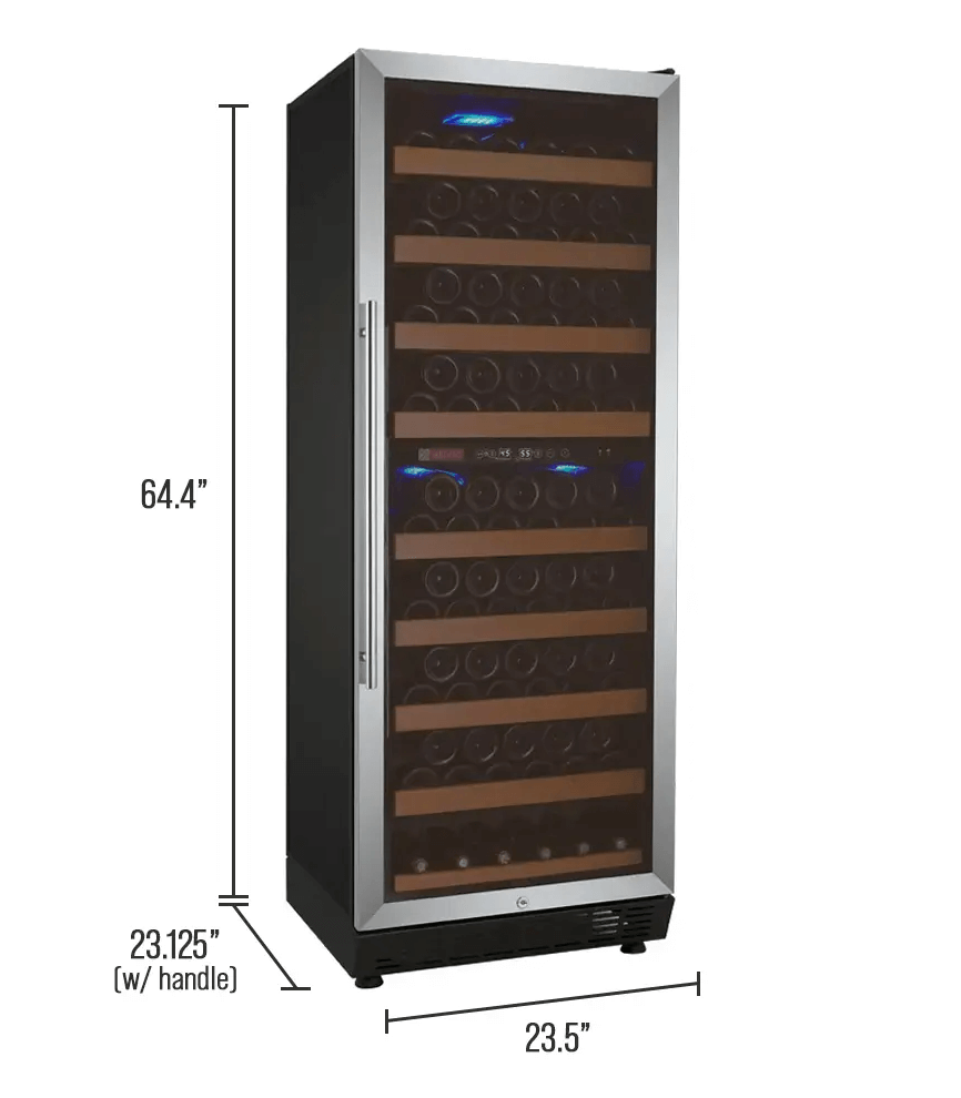 Allavino Vite Series 99 Bottle Dual Zone Freestanding Wine Cooler Refrigerator with Right Hinge Stainless Steel Door YHWR99-2SR20