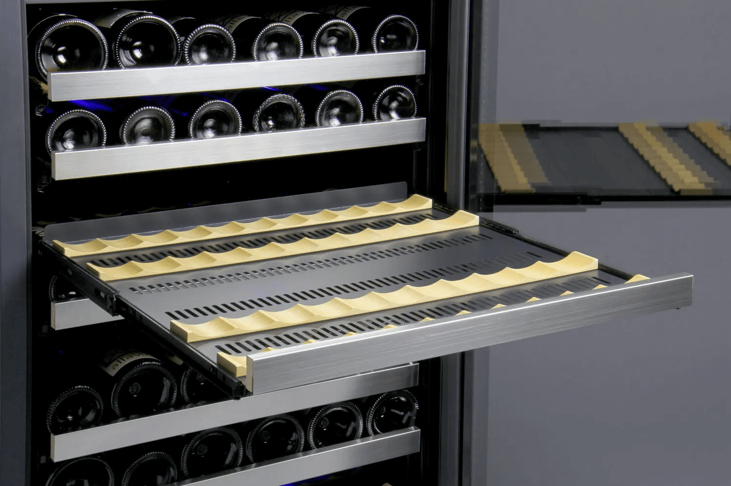 Allavino 24" Wide FlexCount II Tru-Vino 177 Bottle Single Zone Stainless Steel Wine Refrigerator VSWR177-1SL20 image of shelf