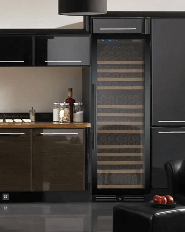 Allavino 24" Wide FlexCount II Tru-Vino 177 Bottle Single Zone Black Wine Refrigerator VSWR177-1BR20 image unit built into cabinet