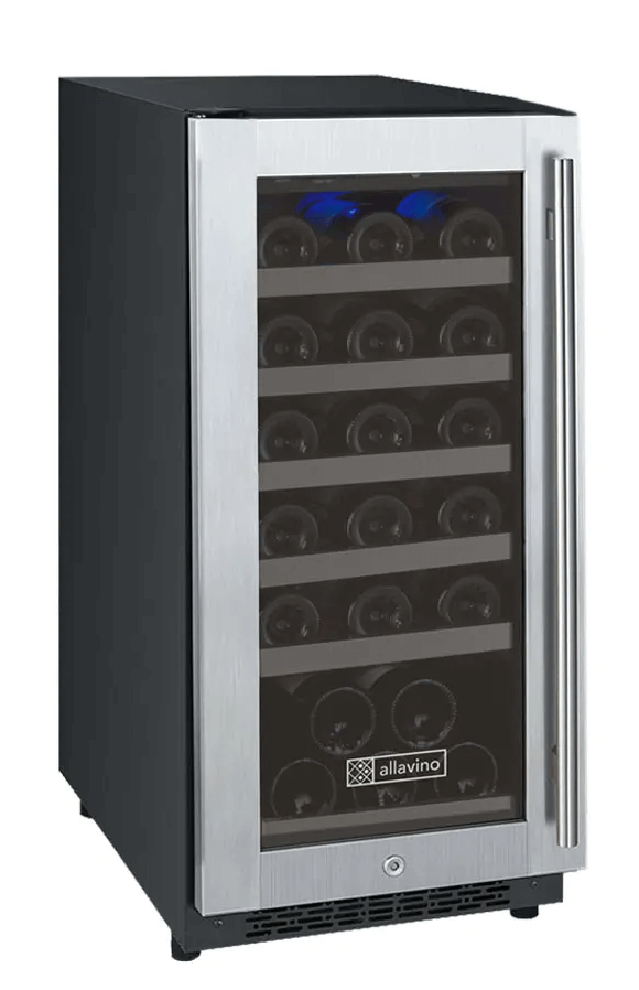 Allavino 15" Wide FlexCount II Tru-Vino 30 Bottle Single Zone Stainless Steel Wine Refrigerator VSWR30-1SR20