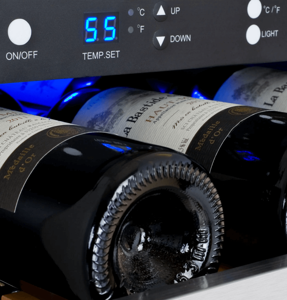 Allavino 15" Wide FlexCount II Tru-Vino 30 Bottle Single Zone Stainless Steel Wine Refrigerator VSWR30-1SR20 image of temp control