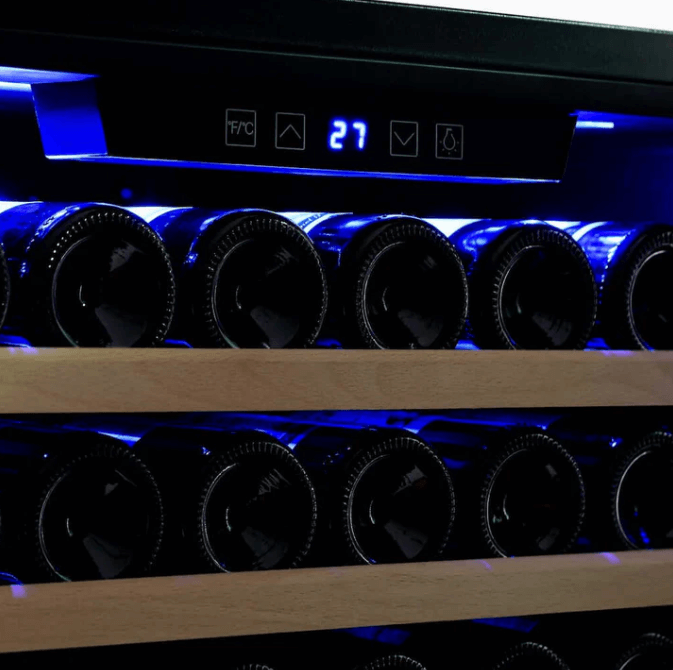 Empava Single Zone Wine Cooler 70 inch Tall Wine Fridge EMPV-WC07S with image of temperature display