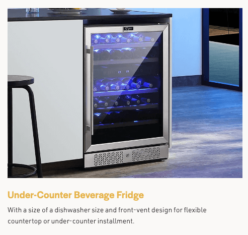 Empava Dual Zone Wine Cooler 24 inch Wide Wine & Beverage Cooler EMPV-WC04D with image of unit built into cabinet