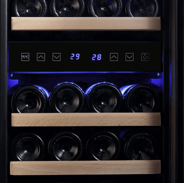 15 Inch Dual Zone Wine Cooler by Empava EMPV-WC02D with image of interior lighting
