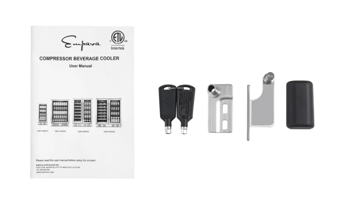 Dual Zone Wine & Beverage Cooler by Empava EMPV-BR04D image of bottle and can configuration