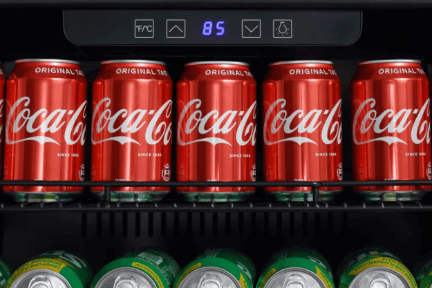 24 Inch Beverage Fridge by Empava EMPV-BR02S with image of cans on shelves