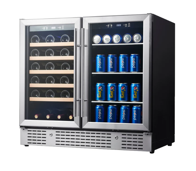 36-inch Beer and Wine Cooler Combination with Low-E Glass Door KBU190BW