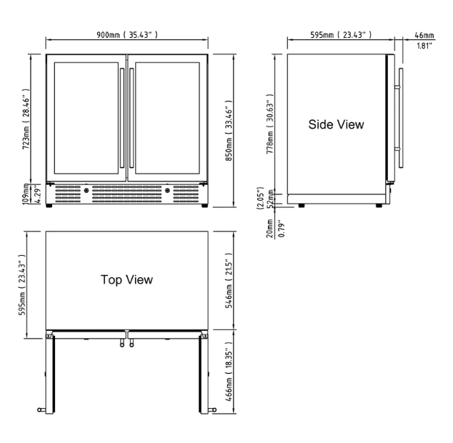 36-inch Beer and Wine Cooler Combination with Low-E Glass Door KBU190BW