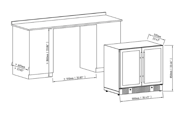 36-inch Beer and Wine Cooler Combination with Low-E Glass Door KBU190BW