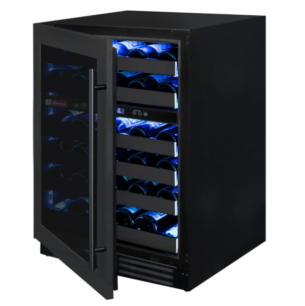 Allavino Reserva Series 50 Bottle Dual Zone Built-in Wine Cooler Refrigerator with Black Stainless Steel Door BDW5034D-2BSR