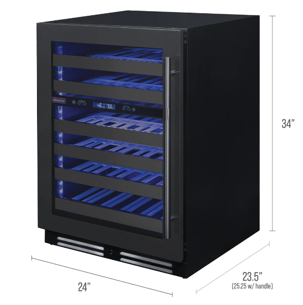 Allavino Reserva Series 50 Bottle Dual Zone Built-in Wine Cooler Refrigerator with Black Stainless Steel Door BDW5034D-2BSR