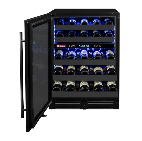 Allavino Reserva Series 50 Bottle Dual Zone Built-in Wine Cooler Refrigerator with Black Stainless Steel Door BDW5034D-2BSR