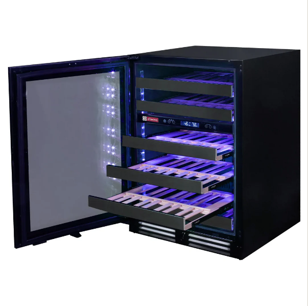 Allavino Reserva Series 50 Bottle Dual Zone Built-in Wine Cooler Refrigerator with Black Stainless Steel Door BDW5034D-2BSR