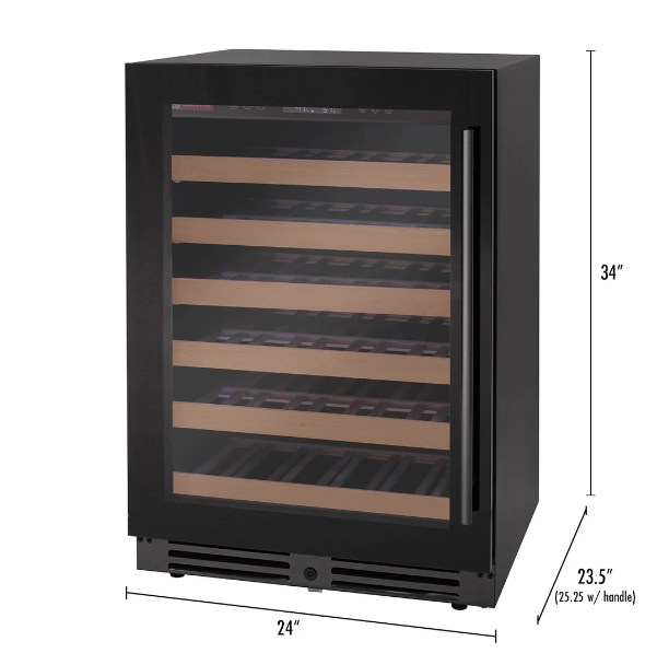 Allavino Reserva Series 50 Bottle Single Zone Built-in Wine Cooler Refrigerator with Black Glass Door