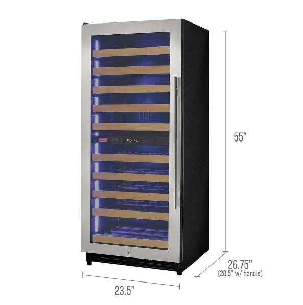 Allavino Reserva Series 119 Bottle 55" Tall Dual Zone Stainless Steel Wine Refrigerator/Cooler VSW11955D-2SR