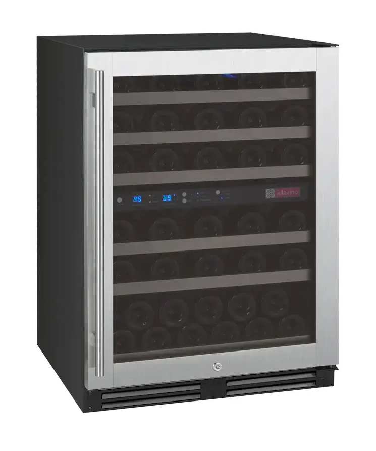 Allavino FlexCount Series 56 Bottle Stainless Dual Zone Built-in Wine Cooler