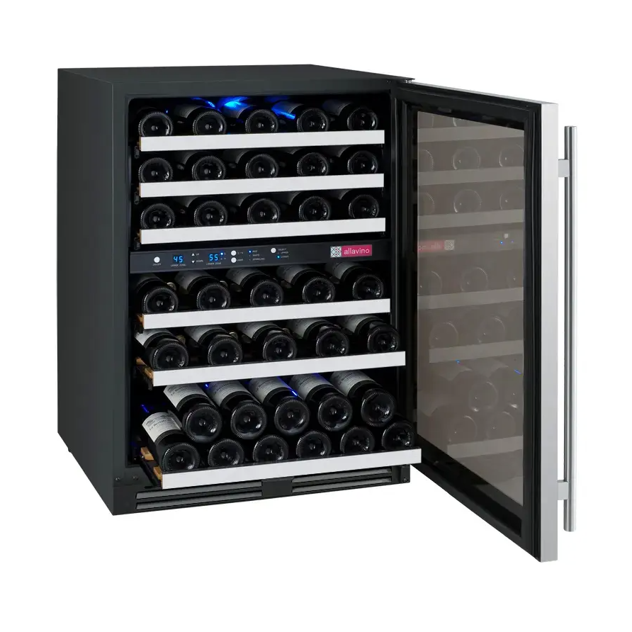 Allavino FlexCount Series 56 Bottle Stainless Dual Zone Built-in Wine Cooler