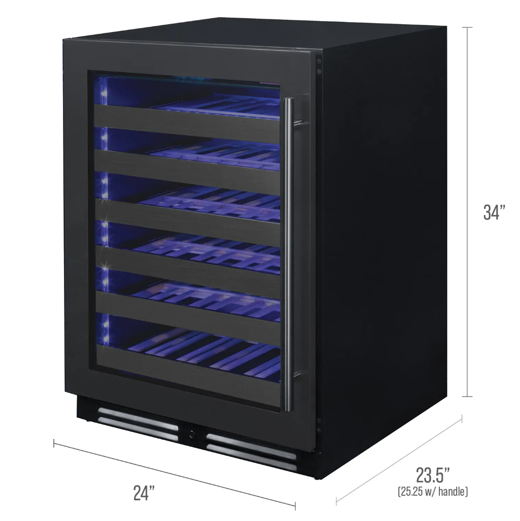 Allavino Reserva Series 50 Bottle Single Zone Built-in Wine Cooler Refrigerator with Black Stainless Door BDW5034S-1BSL