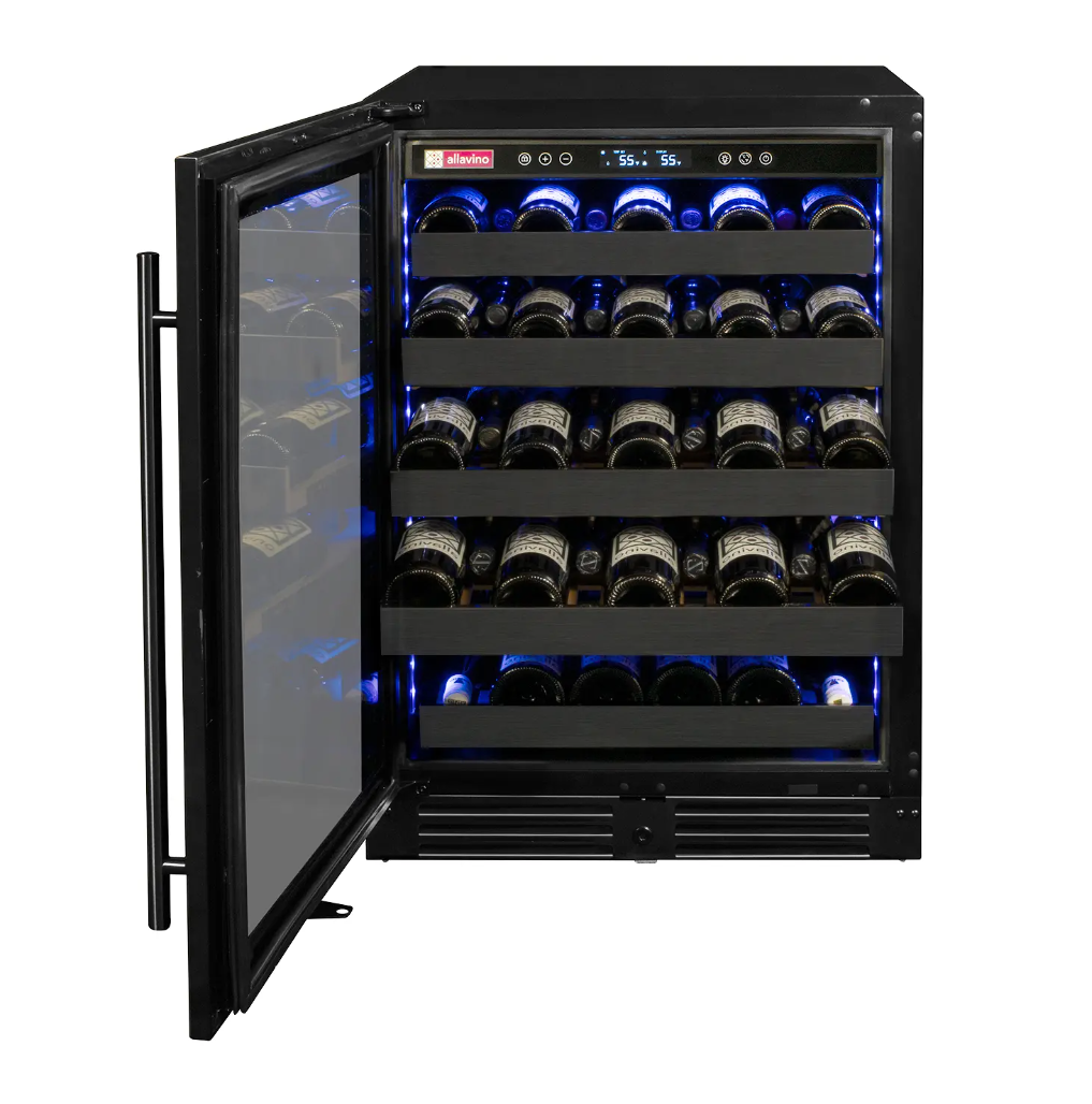 Allavino Reserva Series 50 Bottle Single Zone Built-in Wine Cooler Refrigerator with Black Stainless Door BDW5034S-1BSL