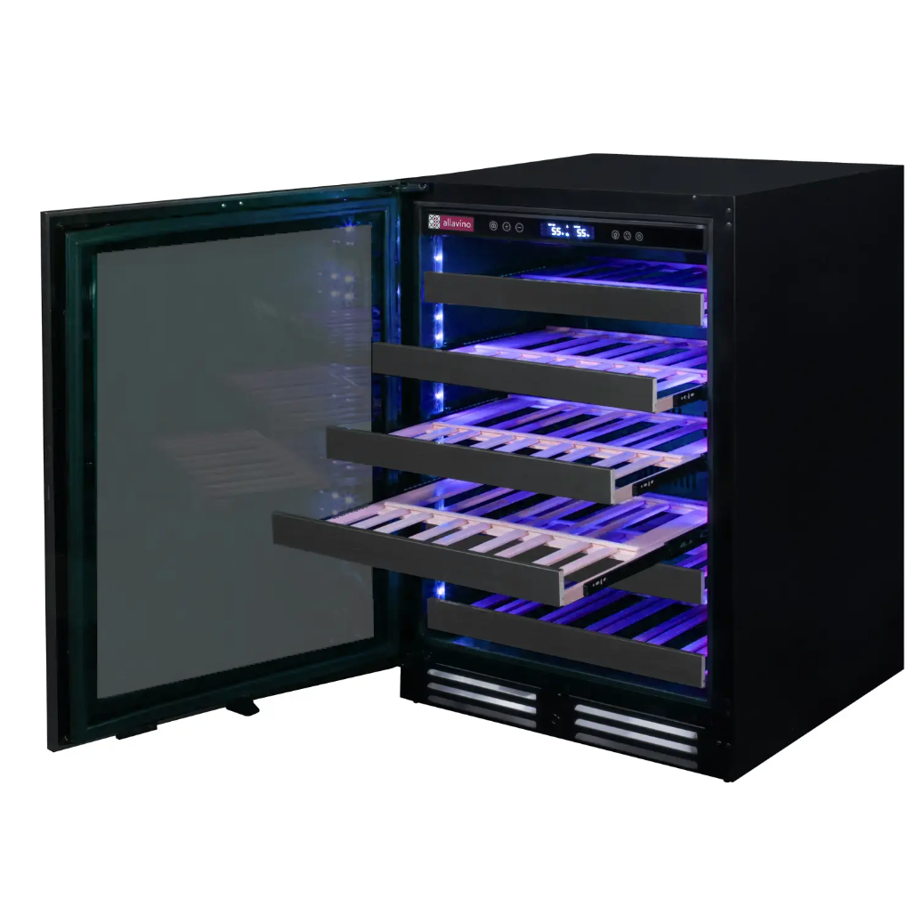 Allavino Reserva Series 50 Bottle Single Zone Built-in Wine Cooler Refrigerator with Black Stainless Door BDW5034S-1BSL