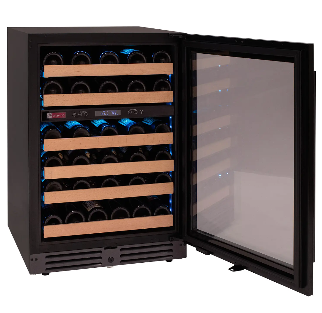 Allavino Reserva Series 50 Bottle Dual Zone Undercounter Wine Cooler Refrigerator with Black Glass Door BDW5034D-2BGL