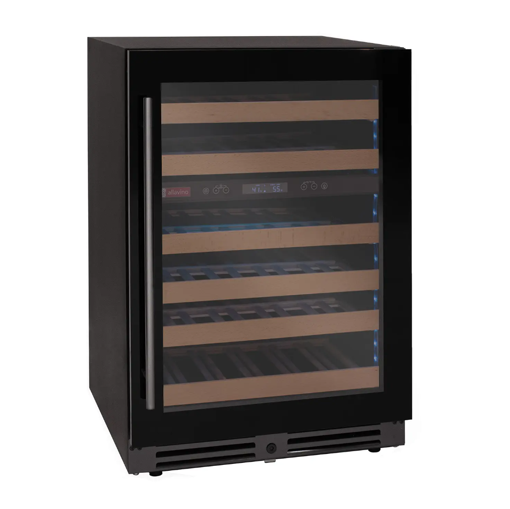 Allavino Reserva Series 50 Bottle Dual Zone Undercounter Wine Cooler Refrigerator with Black Glass Door BDW5034D-2BGL