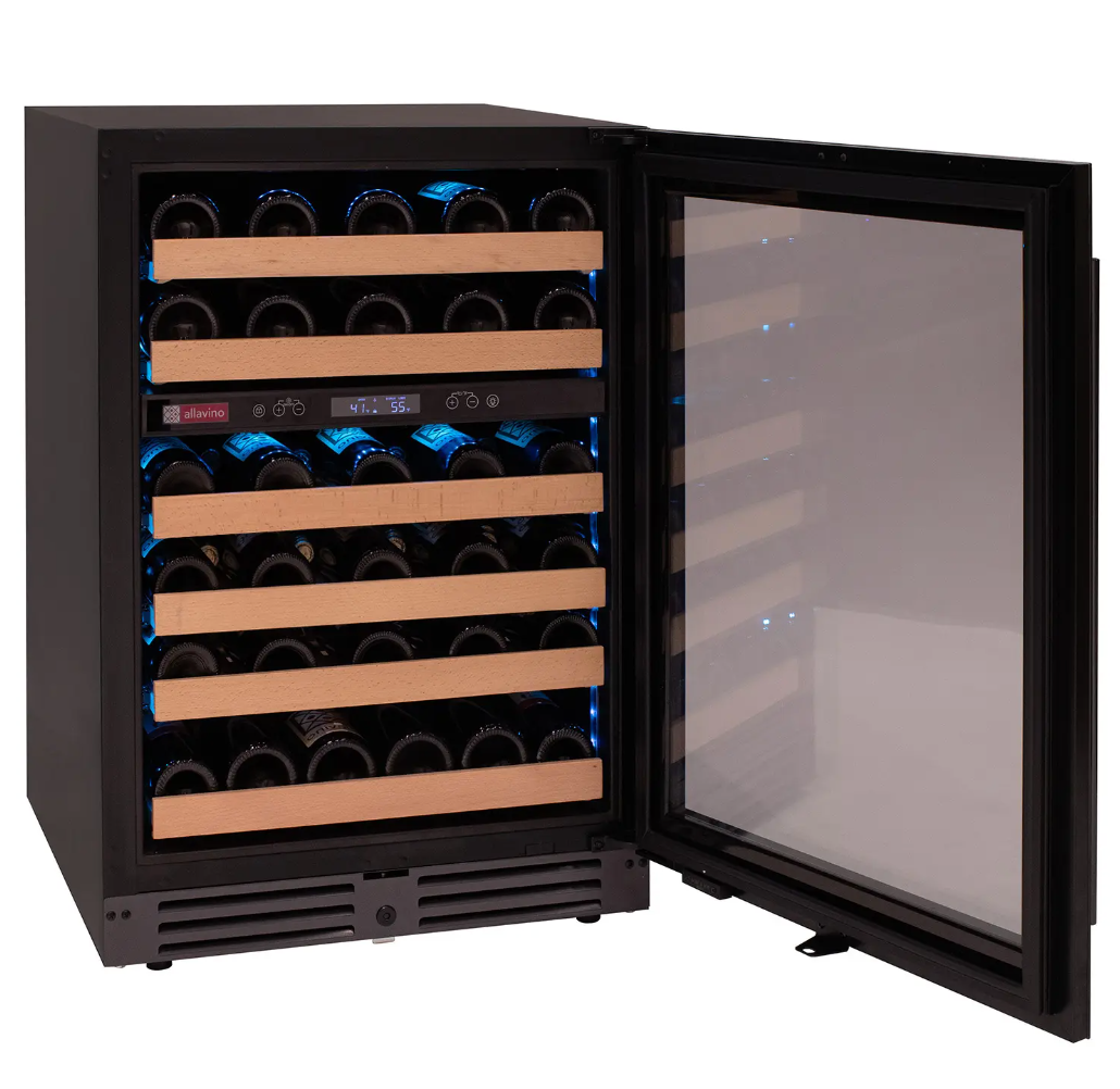 Allavino Reserva Series 50 Bottle Dual Zone Undercounter Wine Cooler Refrigerator with Black Glass Door BDW5034D-2BGL