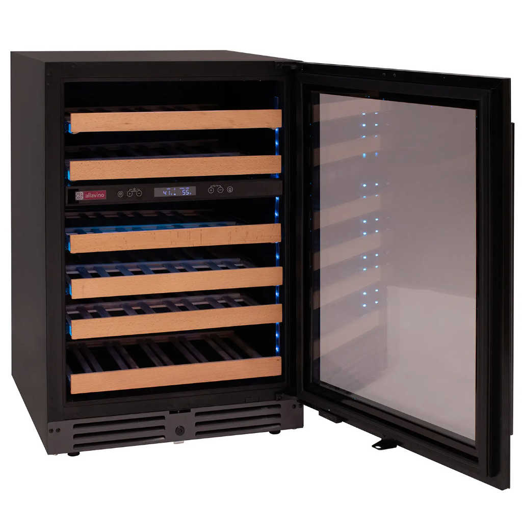Allavino Reserva Series 50 Bottle Dual Zone Undercounter Wine Cooler Refrigerator with Black Glass Door BDW5034D-2BGL