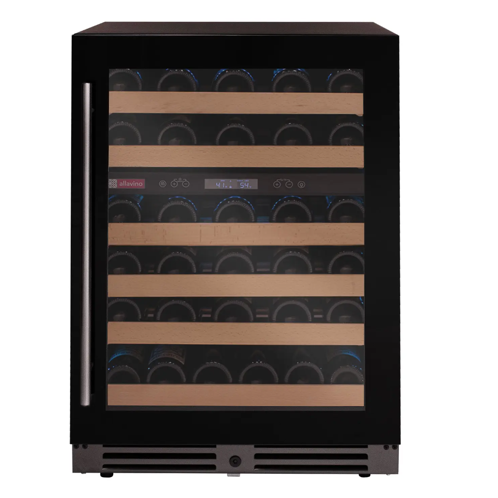 Allavino Reserva Series 50 Bottle Dual Zone Undercounter Wine Cooler Refrigerator with Black Glass Door BDW5034D-2BGL