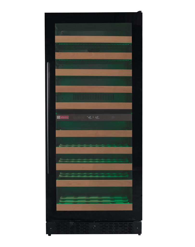 Allavino Reserva Series 119 Bottle 55" Tall Dual Zone Black Glass Wine Refrigerator VSW11955D-2BG