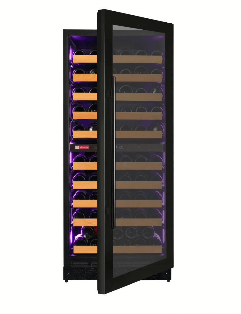 Allavino Reserva Series 119 Bottle 55" Tall Dual Zone Black Glass Wine Refrigerator VSW11955D-2BG