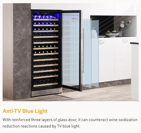 Empava Dual Zone Wine Cooler 55 inch Tall Wine Fridge EMPV-WC06D with image of product description