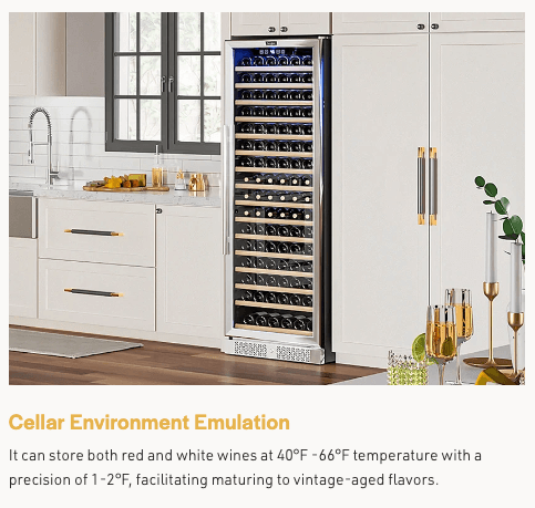 Empava Single Zone Wine Cooler 70 inch Tall Wine Fridge EMPV-WC07S with image of product description