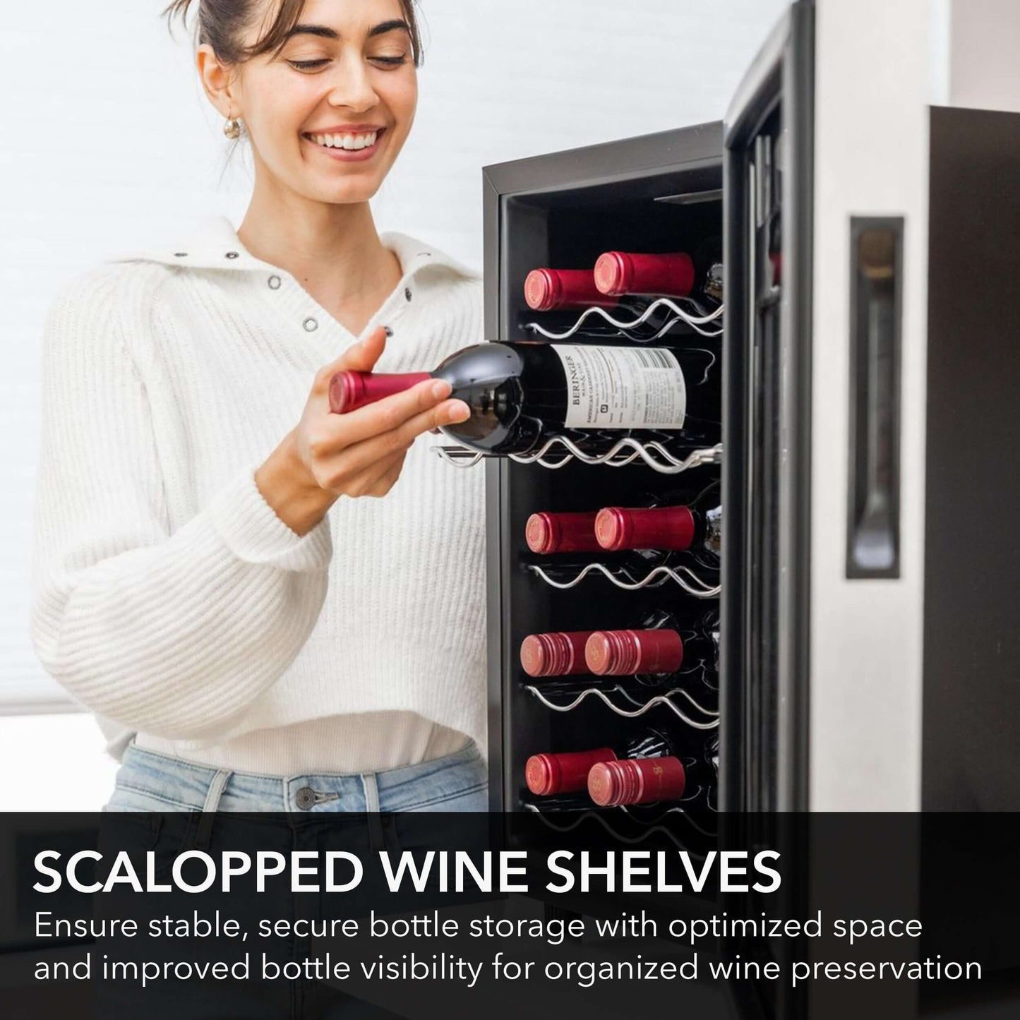 Whynter WC-201TD 20 Bottle Freestanding Thermoelectric Wine Cooler with Mirror Glass Door image of product description