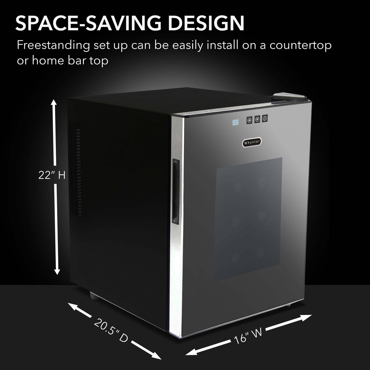 Whynter WC-201TD 20 Bottle Freestanding Thermoelectric Wine Cooler with Mirror Glass Door image of product description